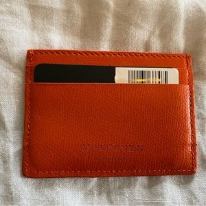 NWT Ann Mashburn orange pebbled leather card holder